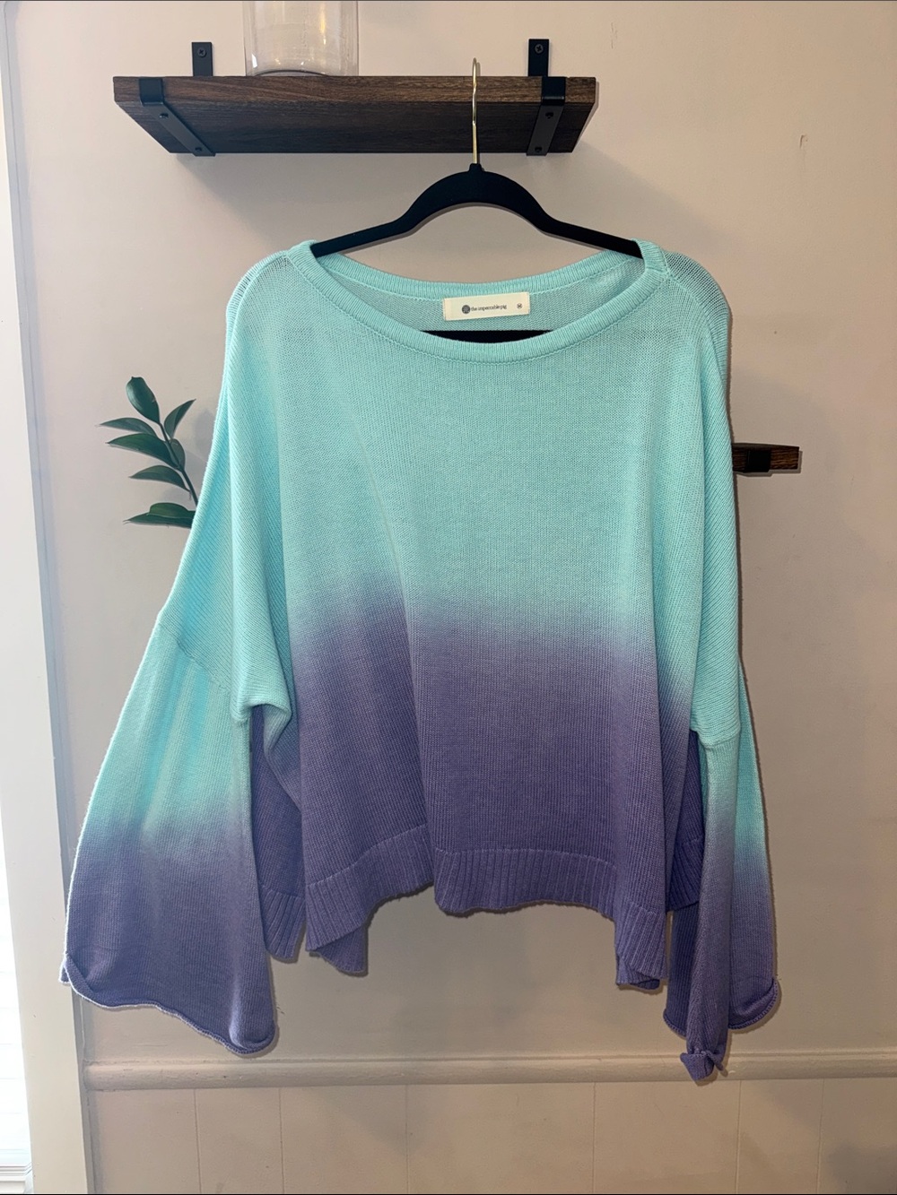 Ombré Mint to Lavender Knit Sweater Size Medium